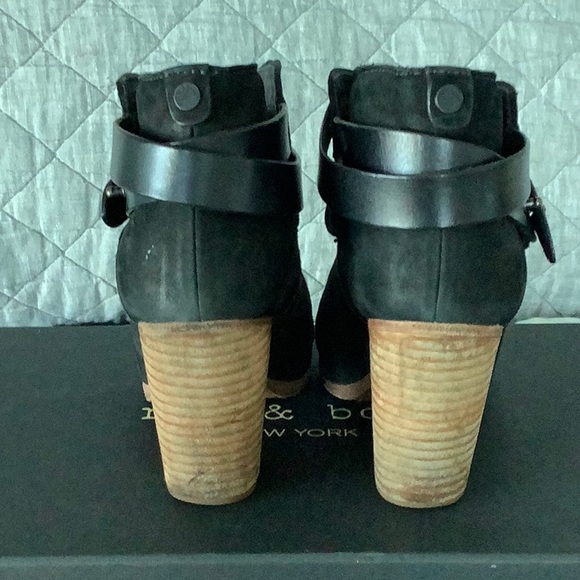 Rag and Bone Black Harrow Suede Stacked Heel Boots/Booties - Picture 5 of 5